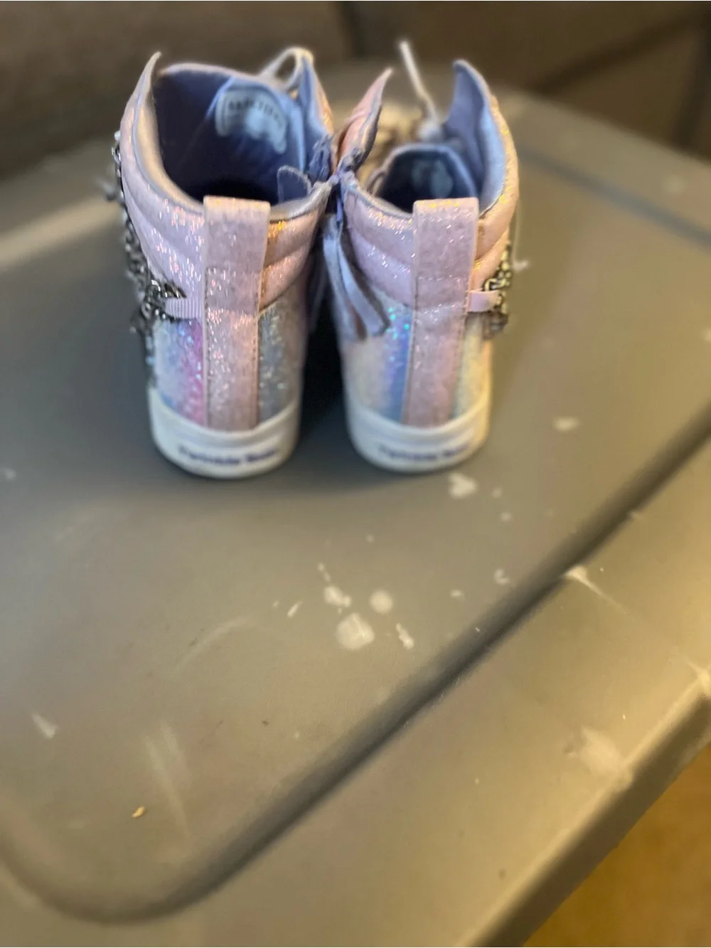 Skechers Kids Glitter High-Top Sneakers in Pink and Silver